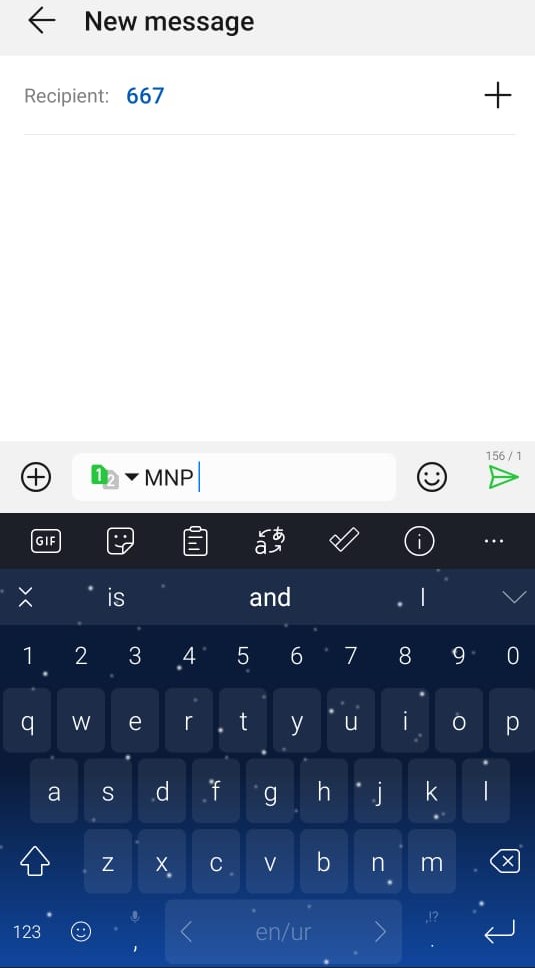 Type the new message MNP and send to 667